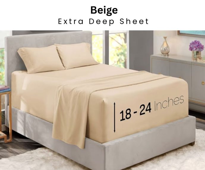 Clara Clark Beige Extra Deep Sheet